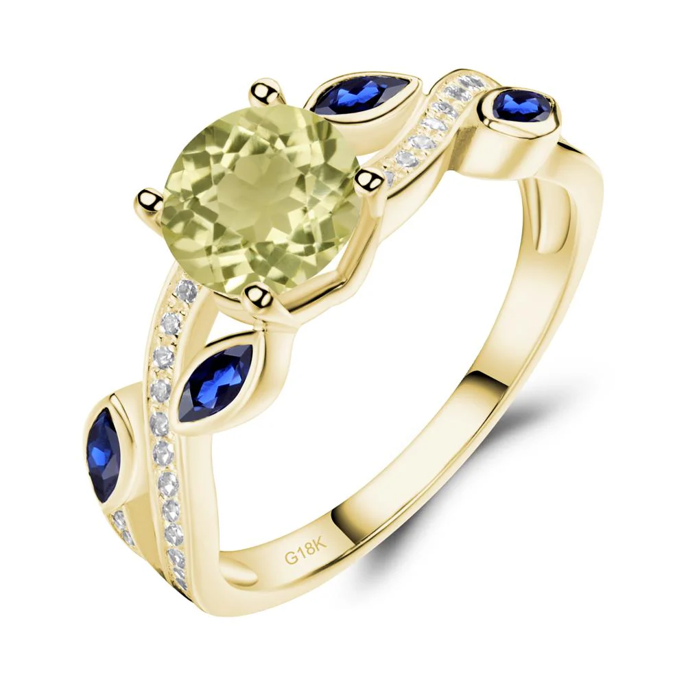 Lemon Quartz Engagement Ring with Leaf - Image 9