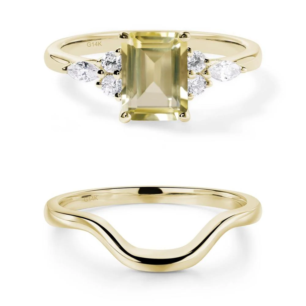 Simple Emerald Cut Lemon Quartz Ring - Image 19