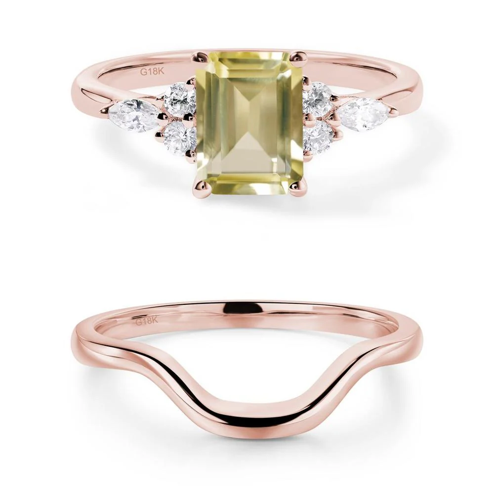 Simple Emerald Cut Lemon Quartz Ring - Image 21