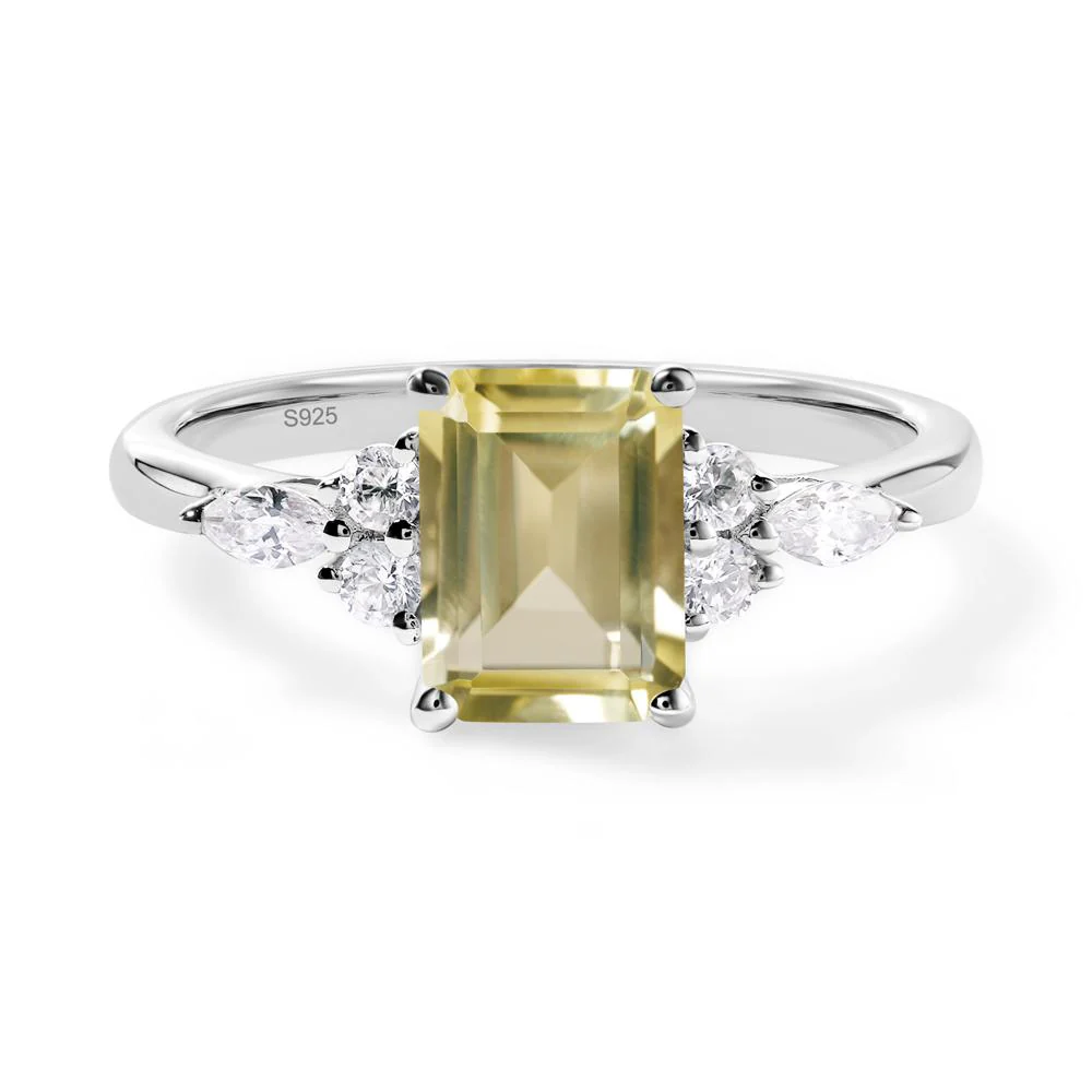Simple Emerald Cut Lemon Quartz Ring - Image 7