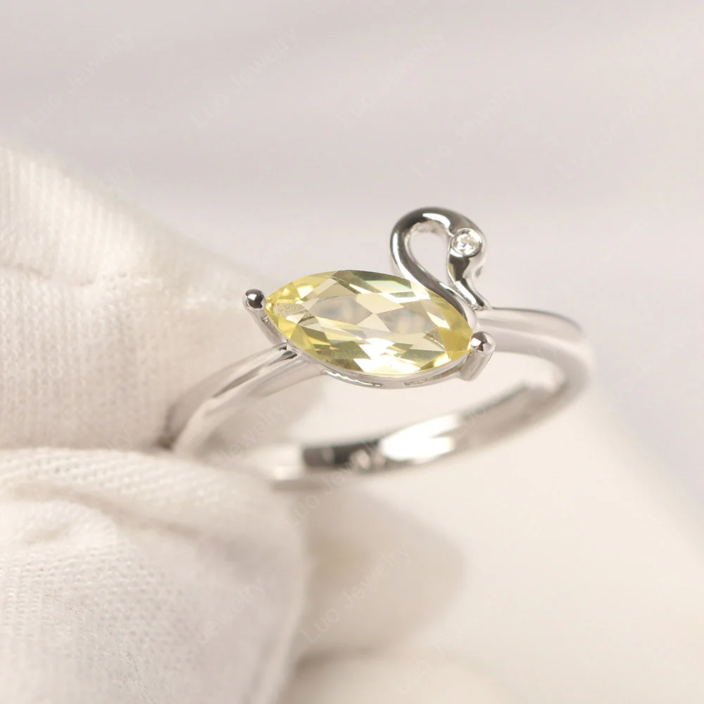 Lemon Quartz Swan Ring