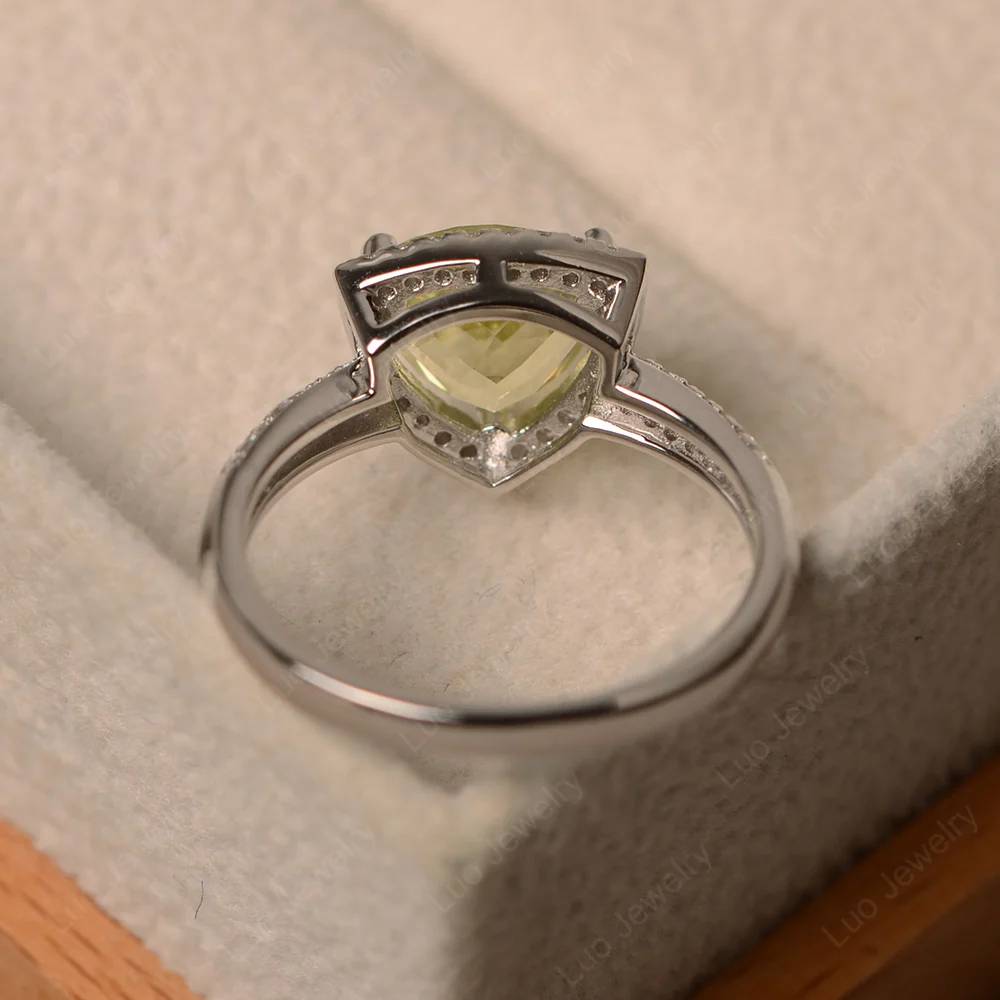 Luxury Lemon Quartz Halo Engagement Ring - Image 3