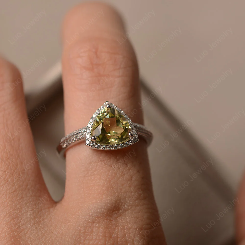 Luxury Lemon Quartz Halo Engagement Ring - Image 4