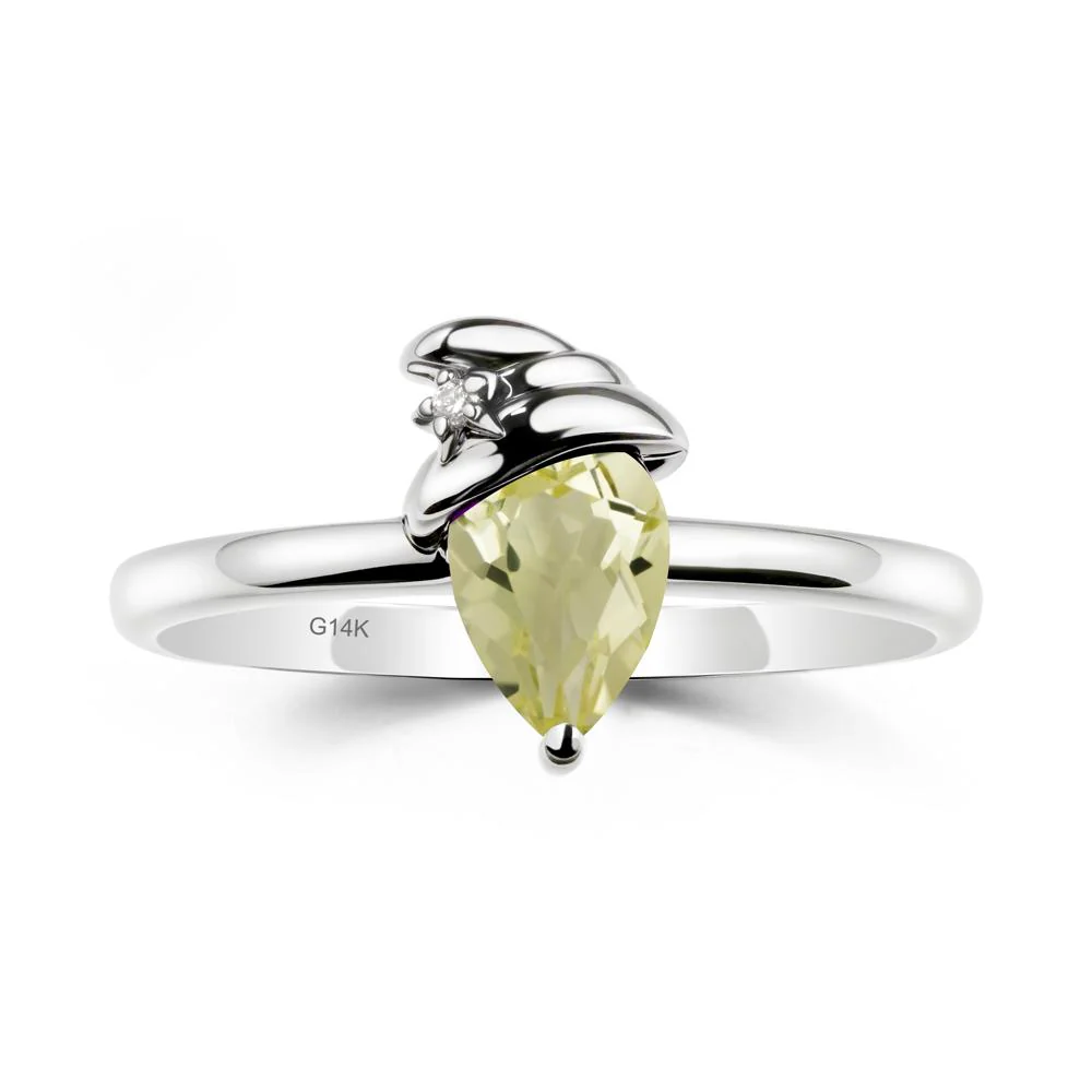 Lemon Quartz Ring with Hat Design