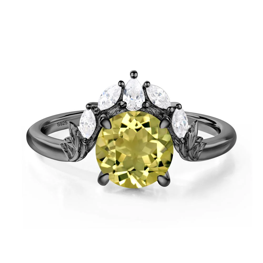Lemon Quartz Ring with Marquise Side Stone - Image 2