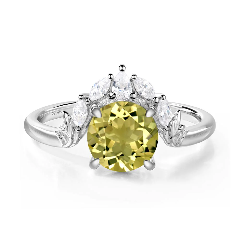Lemon Quartz Ring with Marquise Side Stone - Image 3