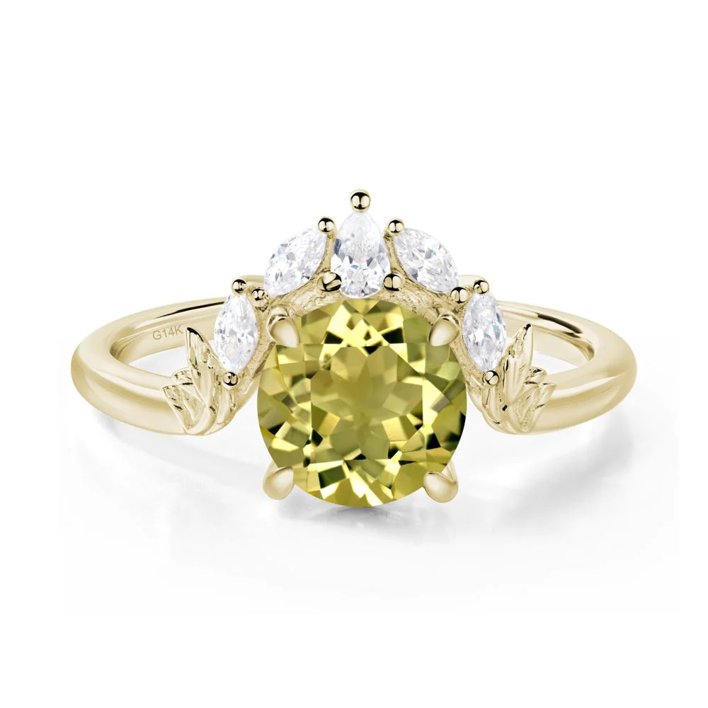 Lemon Quartz Ring with Marquise Side Stone - Image 4