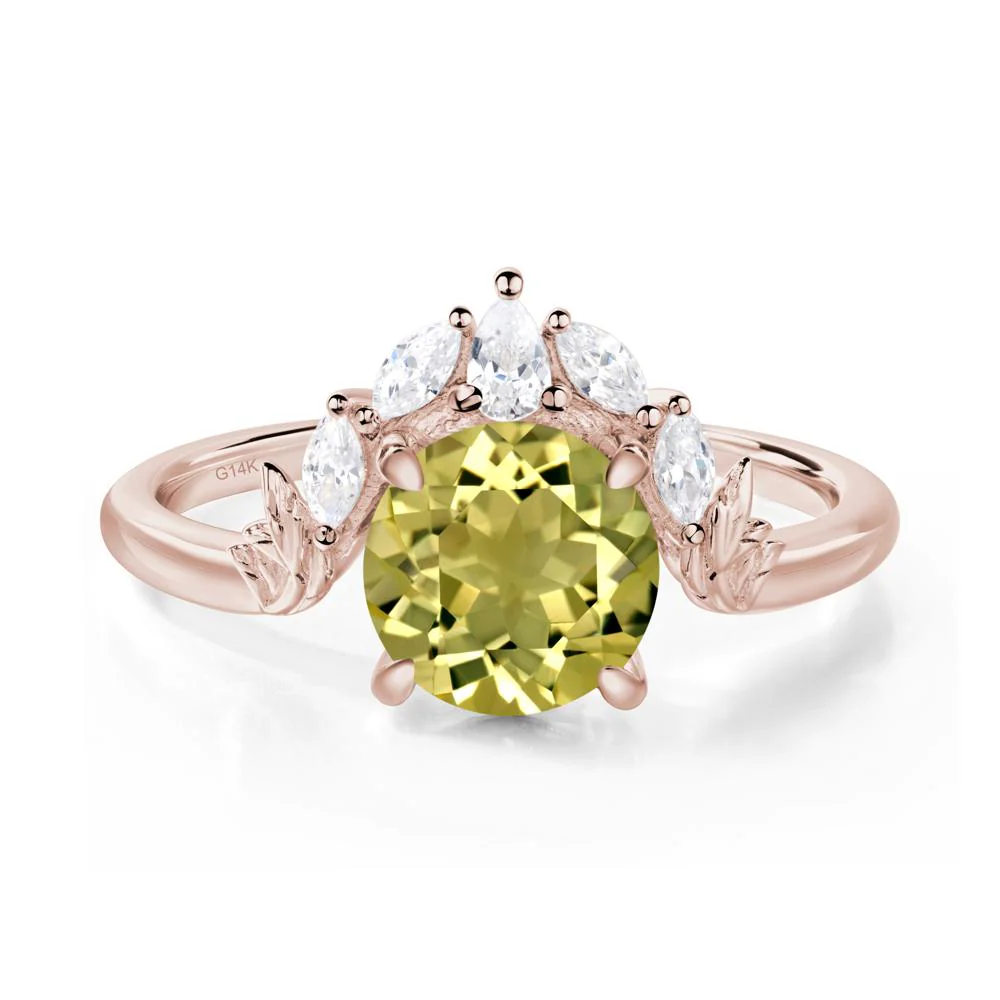 Lemon Quartz Ring with Marquise Side Stone - Image 5