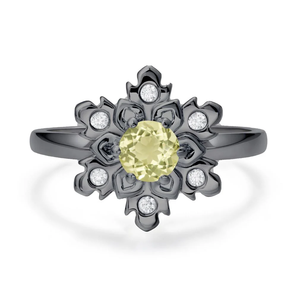 Lemon Quartz Snowflake Engagement Ring