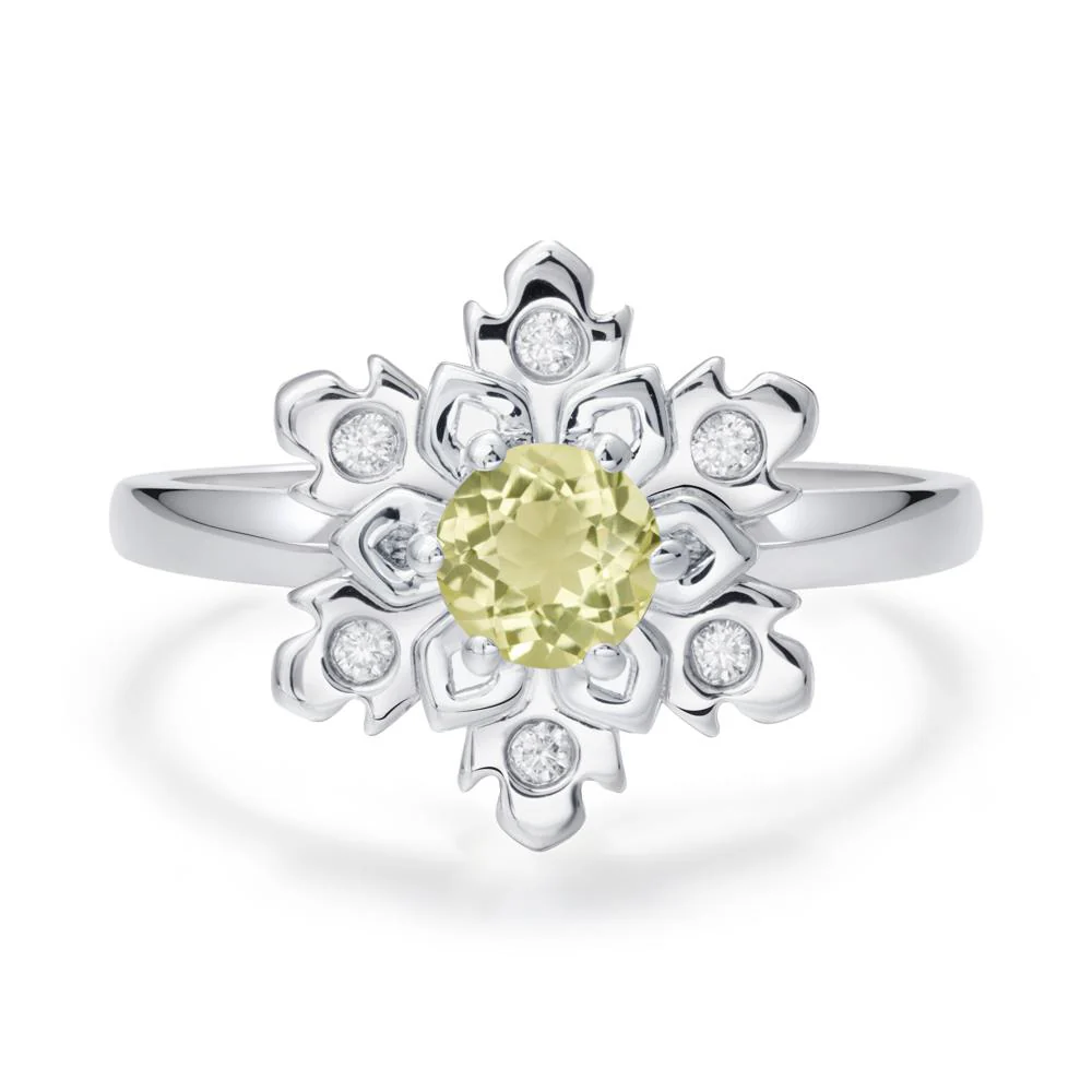 Lemon Quartz Snowflake Engagement Ring - Image 3