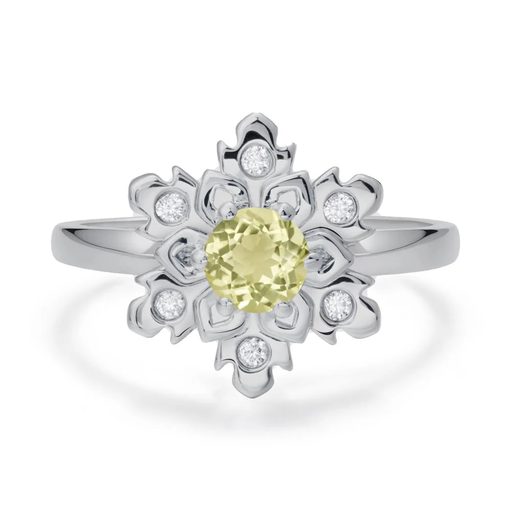 Lemon Quartz Snowflake Engagement Ring - Image 6