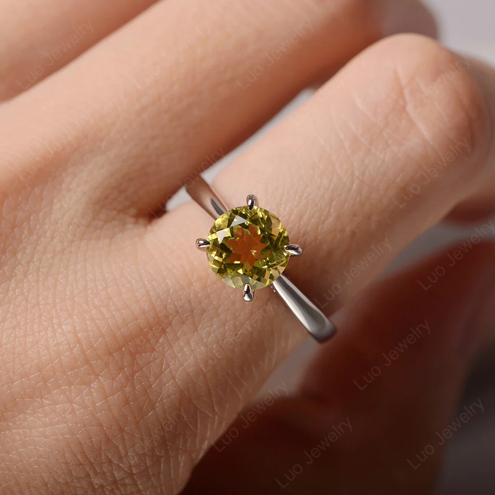 Lemon Quartz Four Claw Solitaire Ring - Image 5