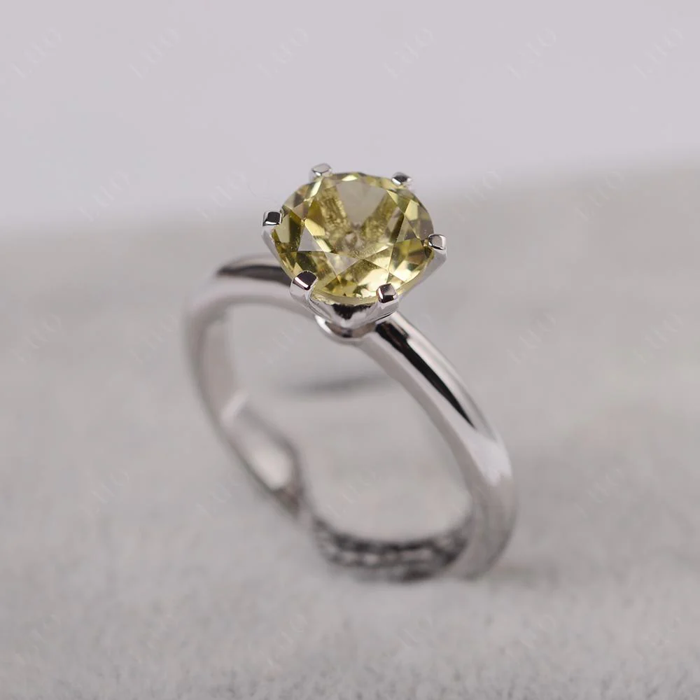Lemon Quartz 6 Prong Solitaire Engagement Ring - Image 11
