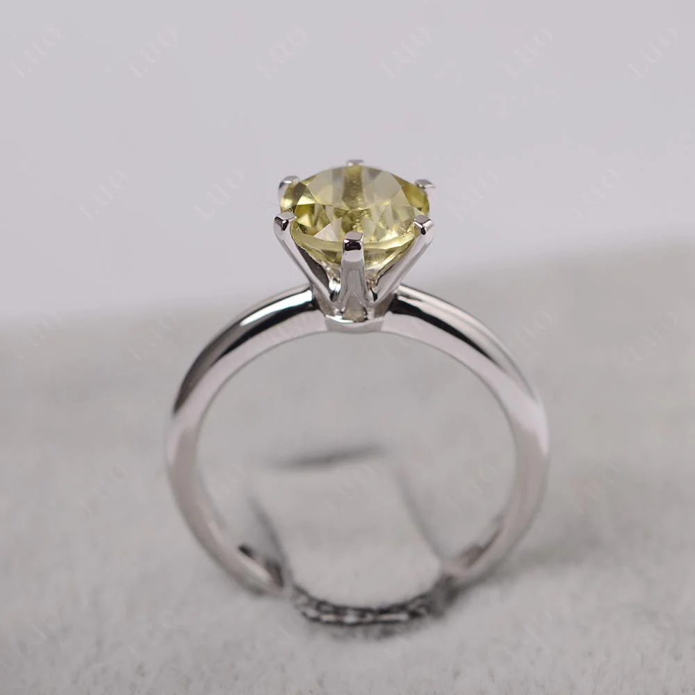 Lemon Quartz 6 Prong Solitaire Engagement Ring - Image 12