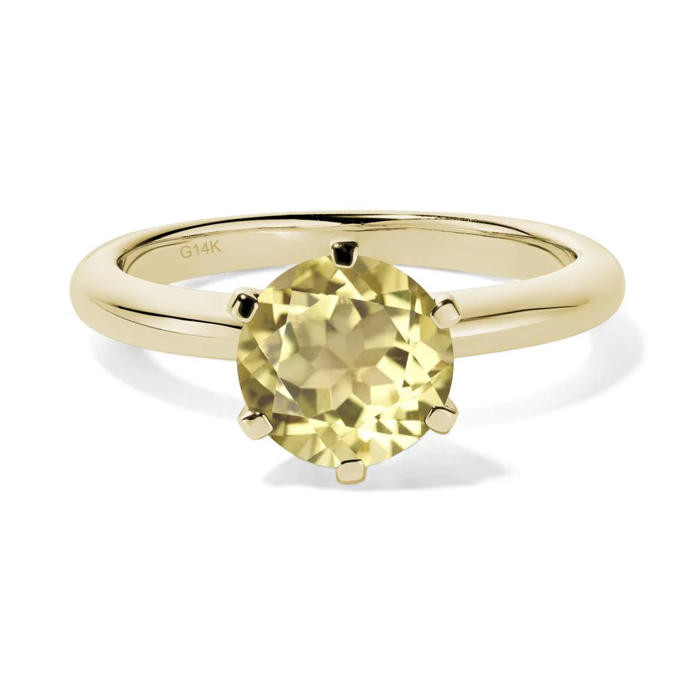 Lemon Quartz 6 Prong Solitaire Engagement Ring - Image 5