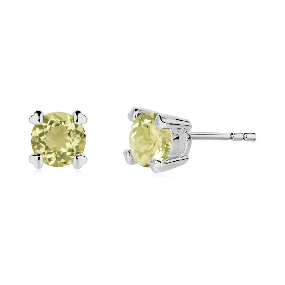 Lemon Quartz Stud Earrings with Heart Prongs - Image 8