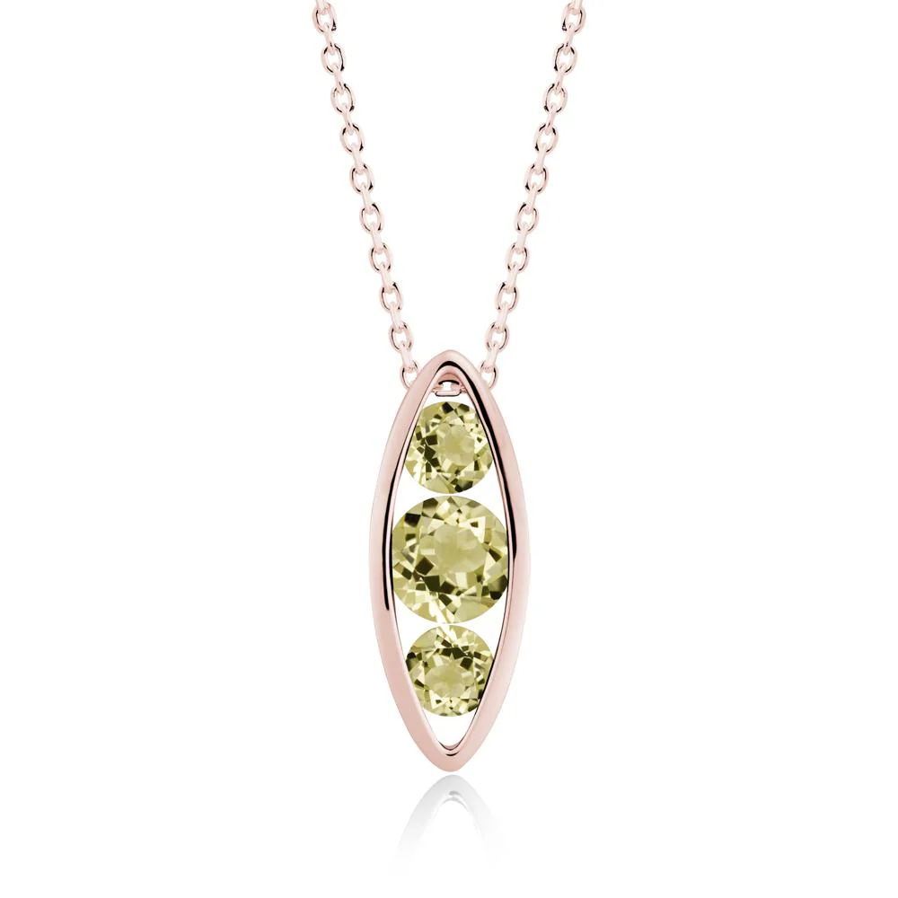 Lemon Quartz Three-Stone Marquise Pendant Necklace - Image 6