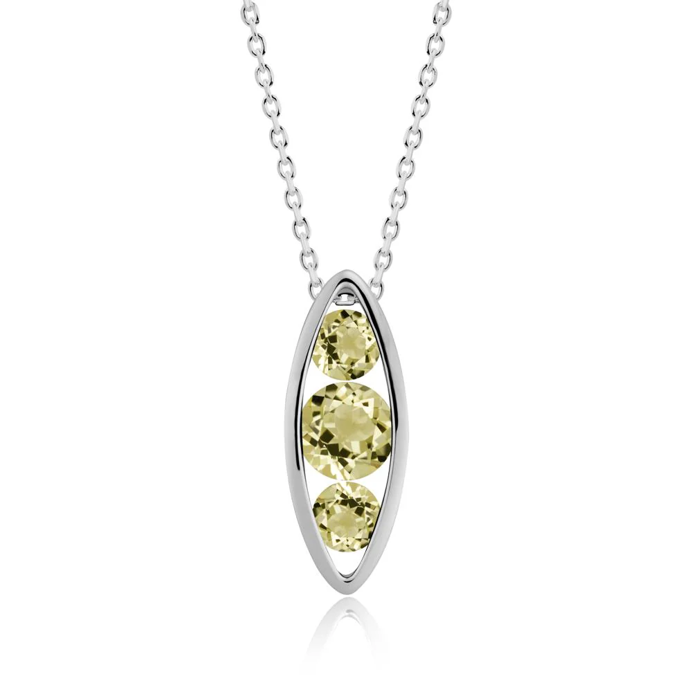 Lemon Quartz Three-Stone Marquise Pendant Necklace - Image 7