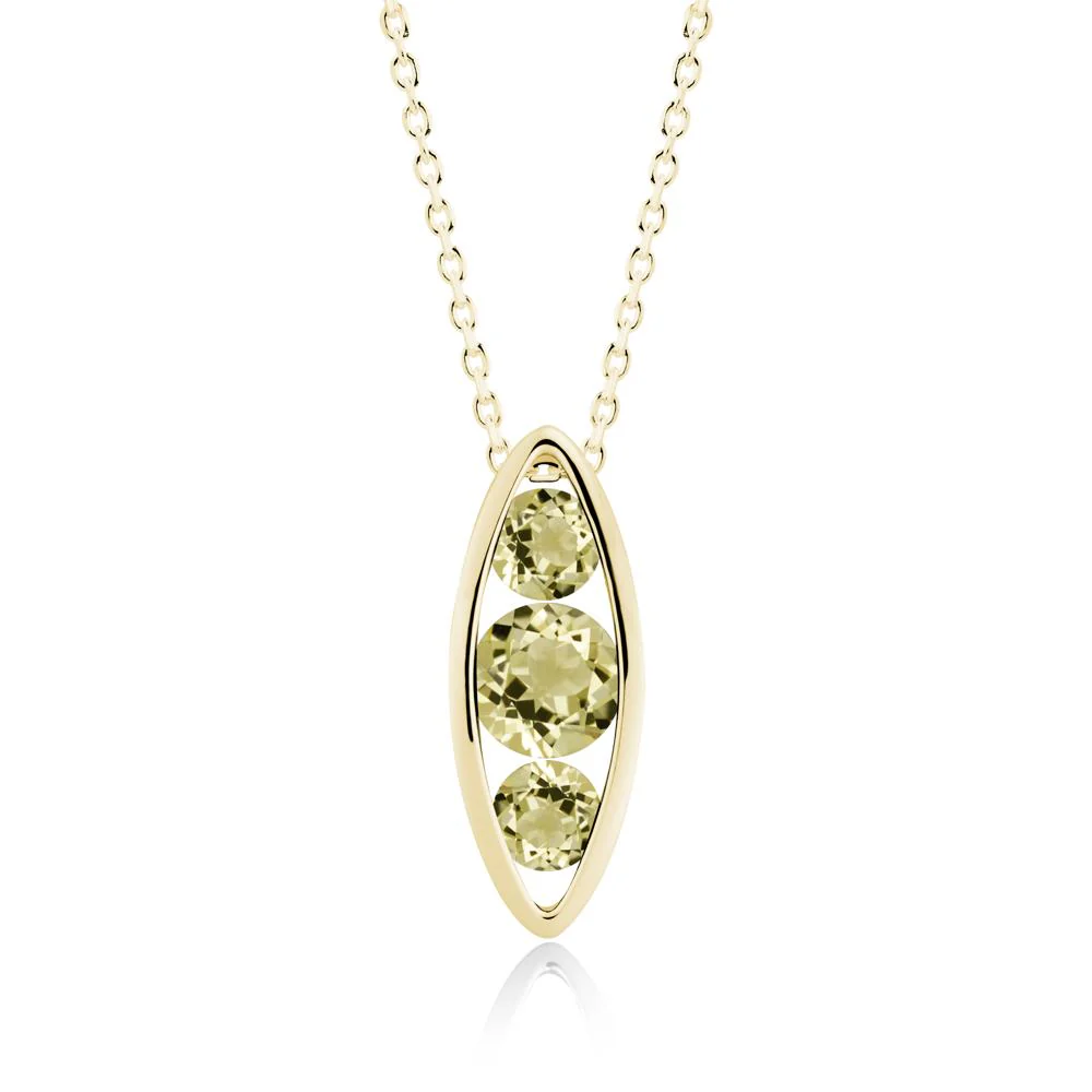 Lemon Quartz Three-Stone Marquise Pendant Necklace - Image 8