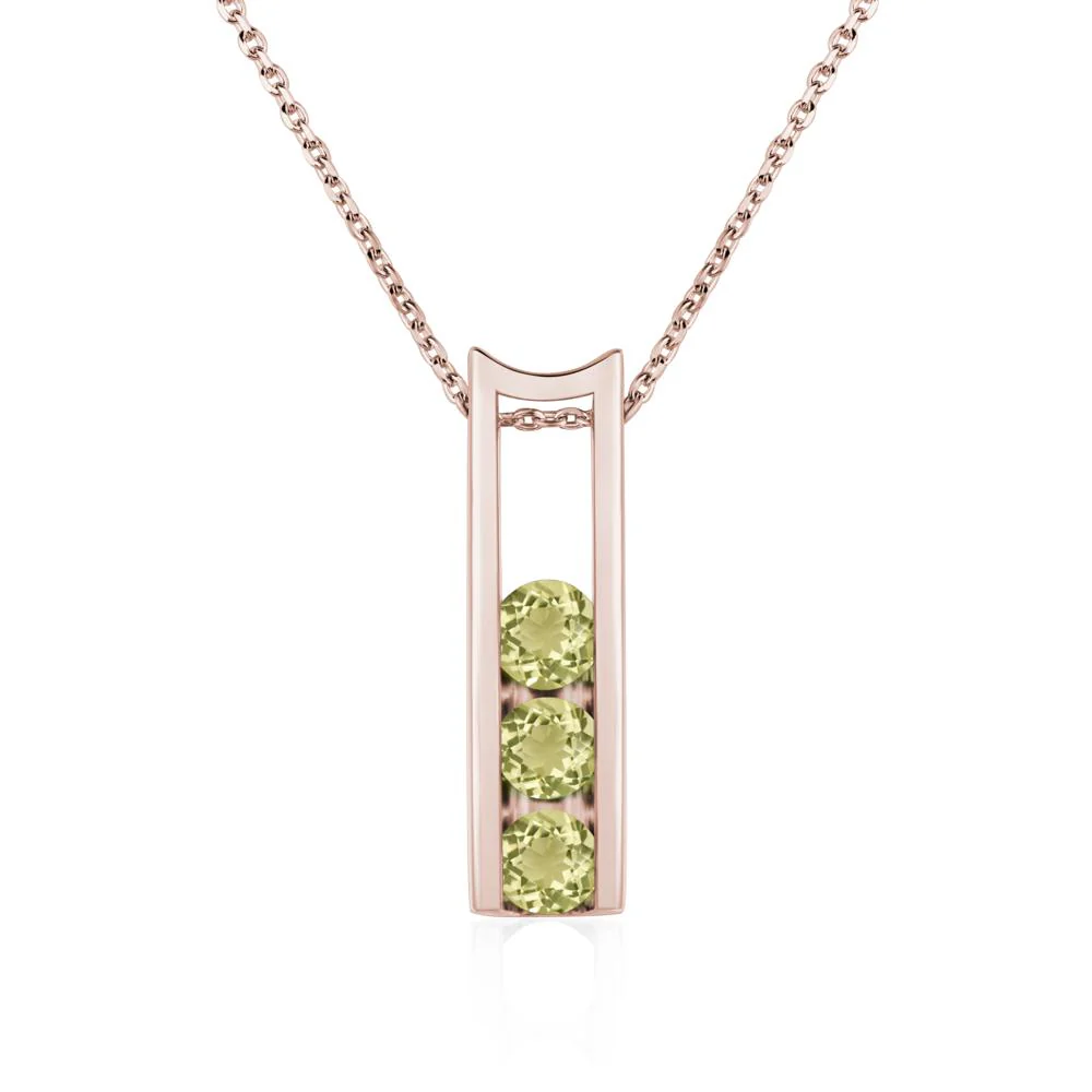 Lemon Quartz Three Stone Necklace - Image 5