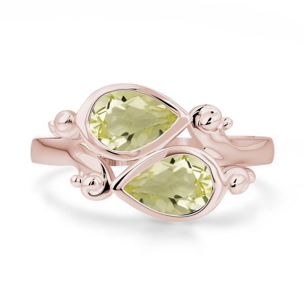 Lemon Quartz Two Stone Bezel Set Ring - Image 6