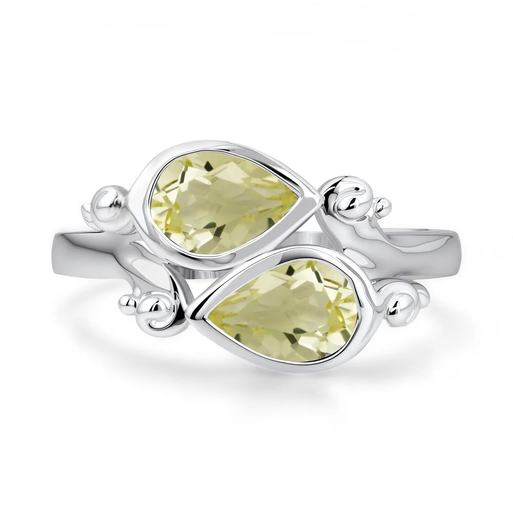 Lemon Quartz Two Stone Bezel Set Ring - Image 8