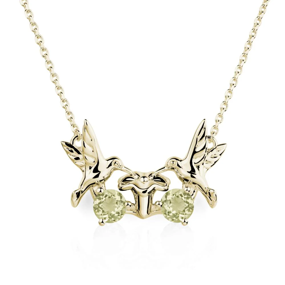 Lemon Quartz Two Stone Hummingbird Necklace - Image 4