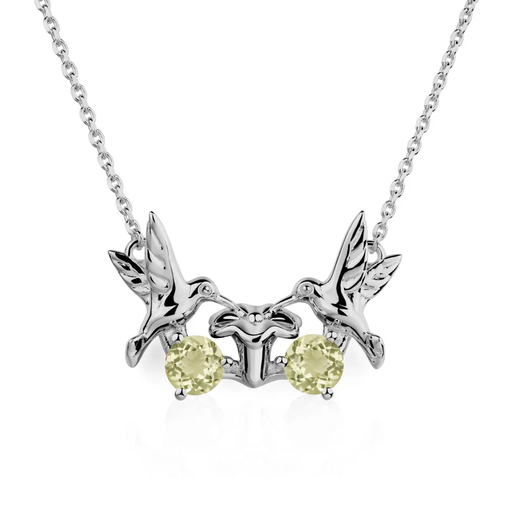 Lemon Quartz Two Stone Hummingbird Necklace - Image 6