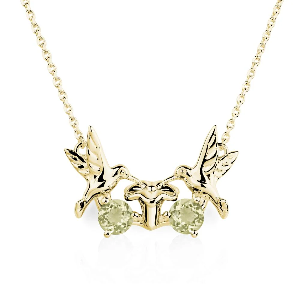 Lemon Quartz Two Stone Hummingbird Necklace - Image 8