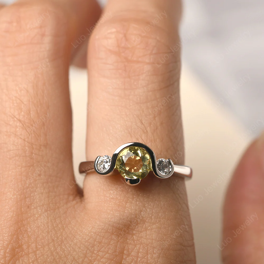 Lemon Quartz Vintage Bezel Set Engagement Ring - Image 5