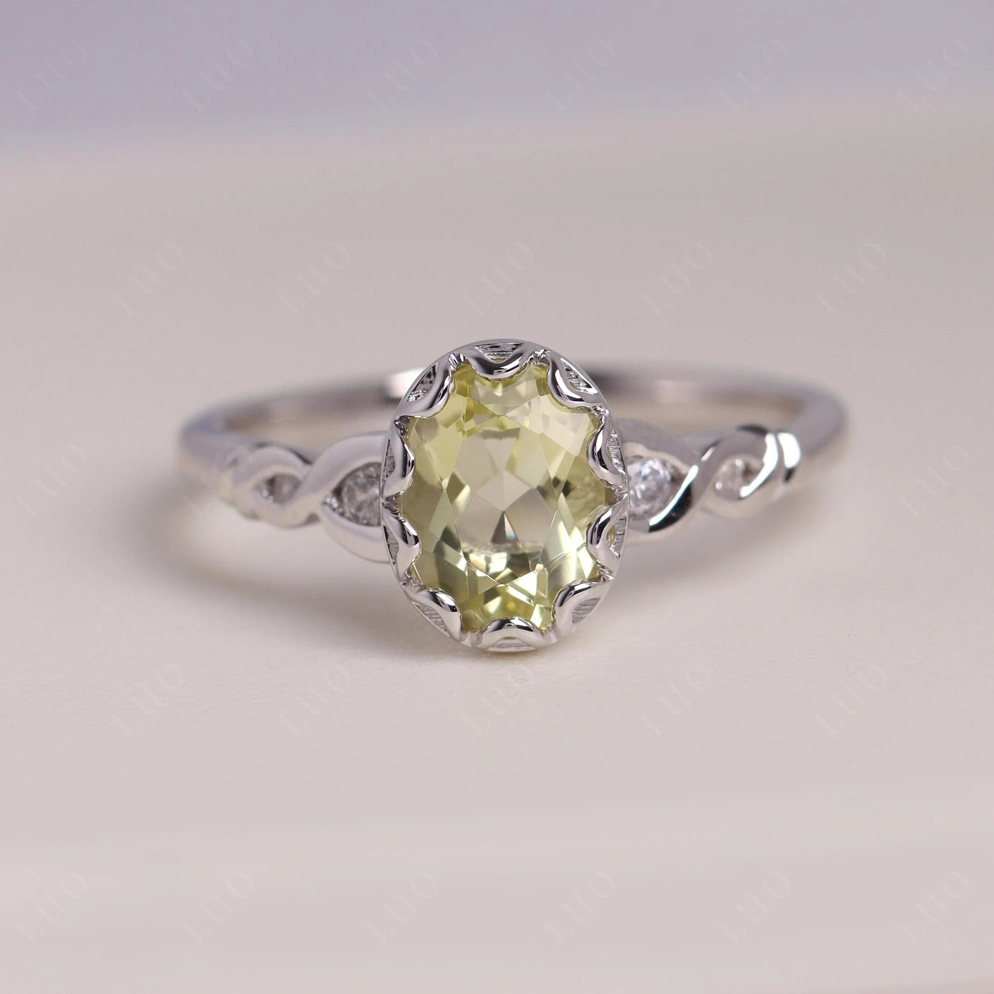 Lemon Quartz Vintage Oval Engagement Ring - Image 10