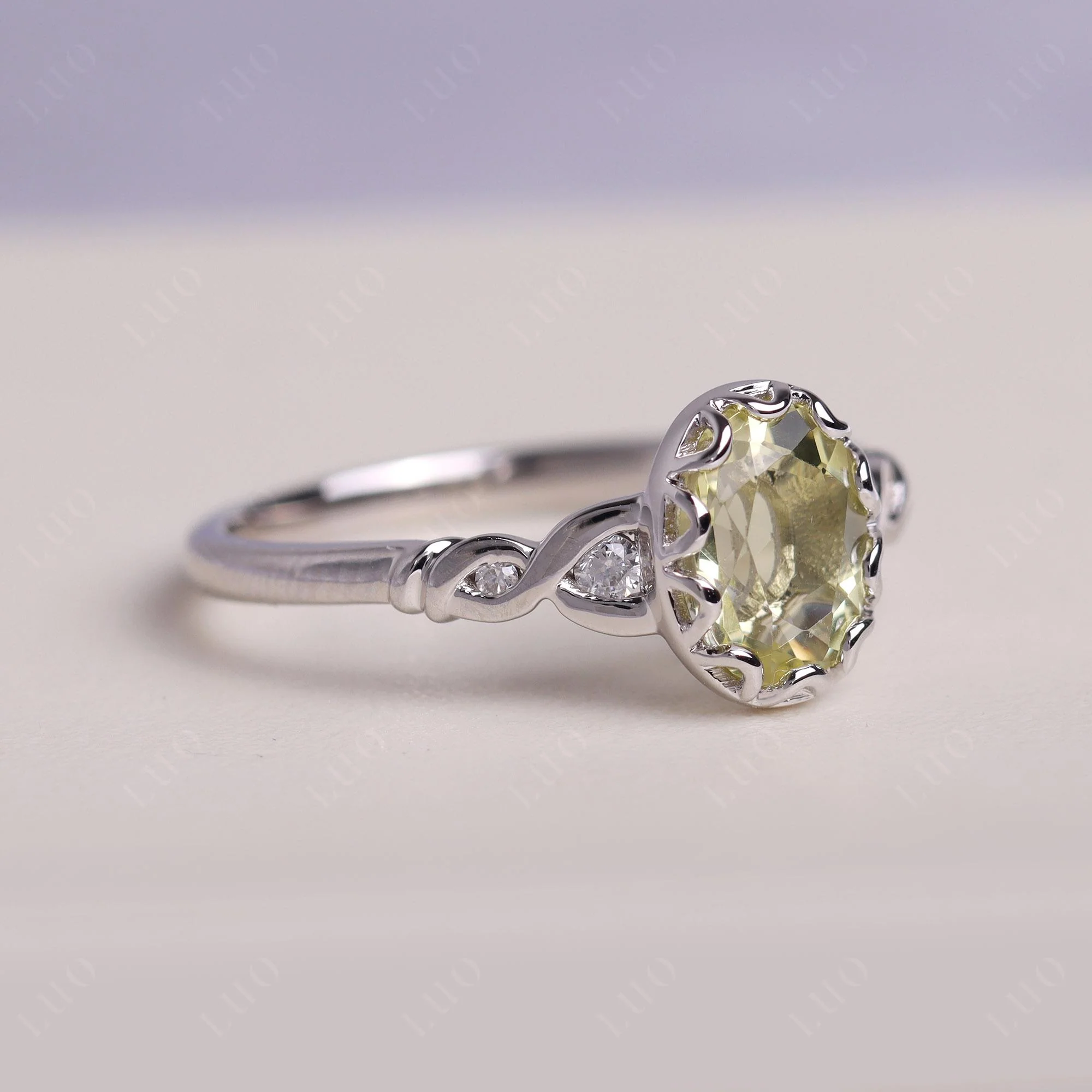 Lemon Quartz Vintage Oval Engagement Ring - Image 11