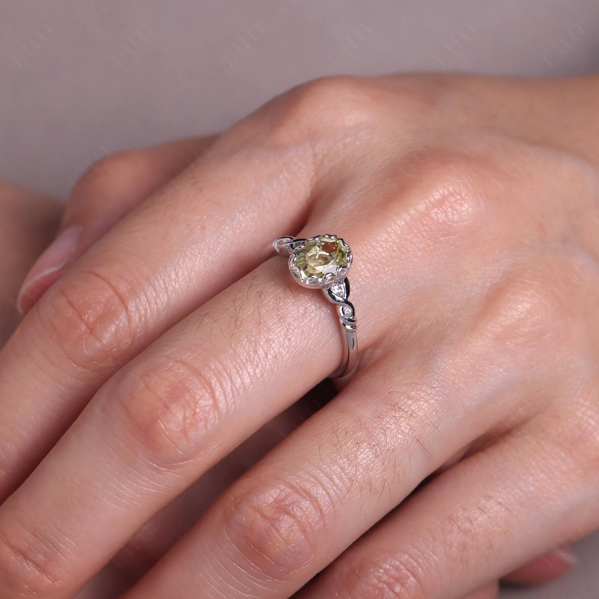 Lemon Quartz Vintage Oval Engagement Ring - Image 14