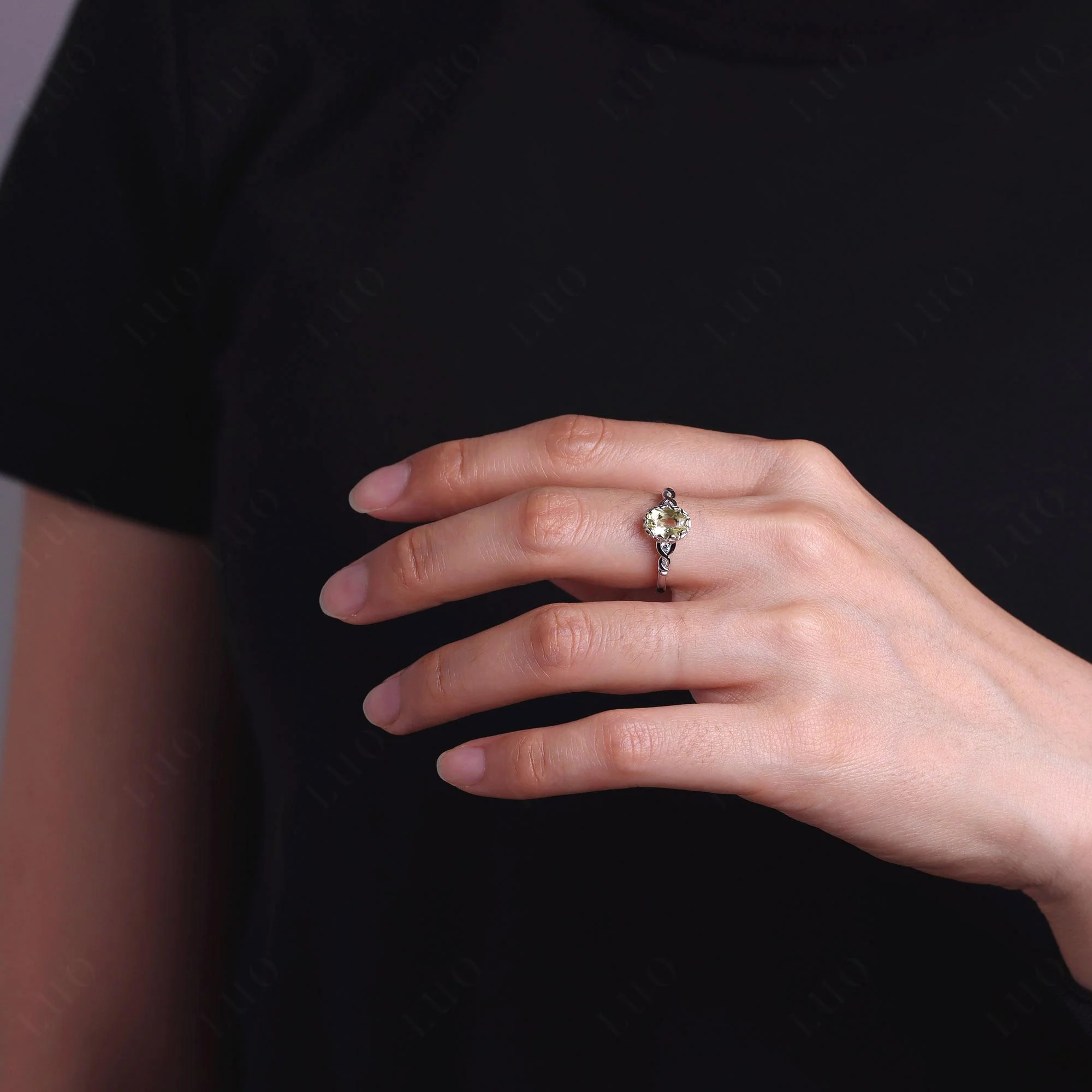Lemon Quartz Vintage Oval Engagement Ring - Image 15