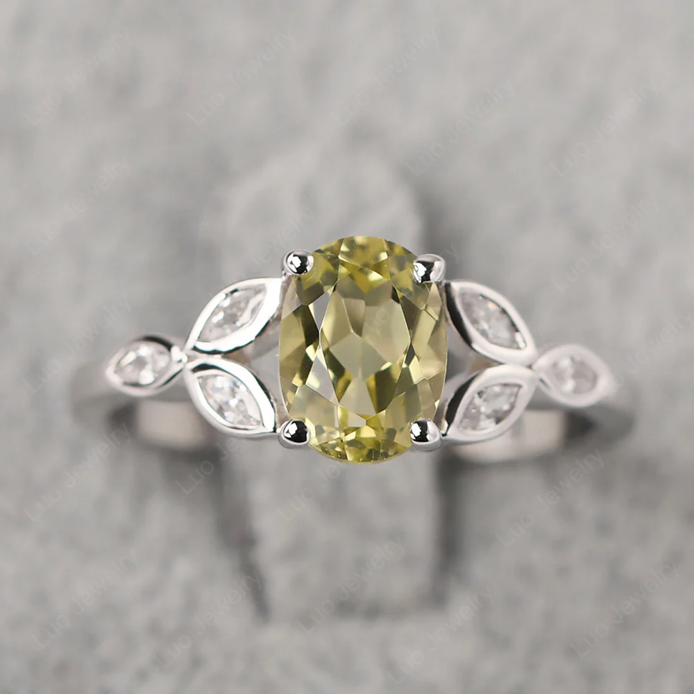 Oval Celtic Lemon Quartz Ring
