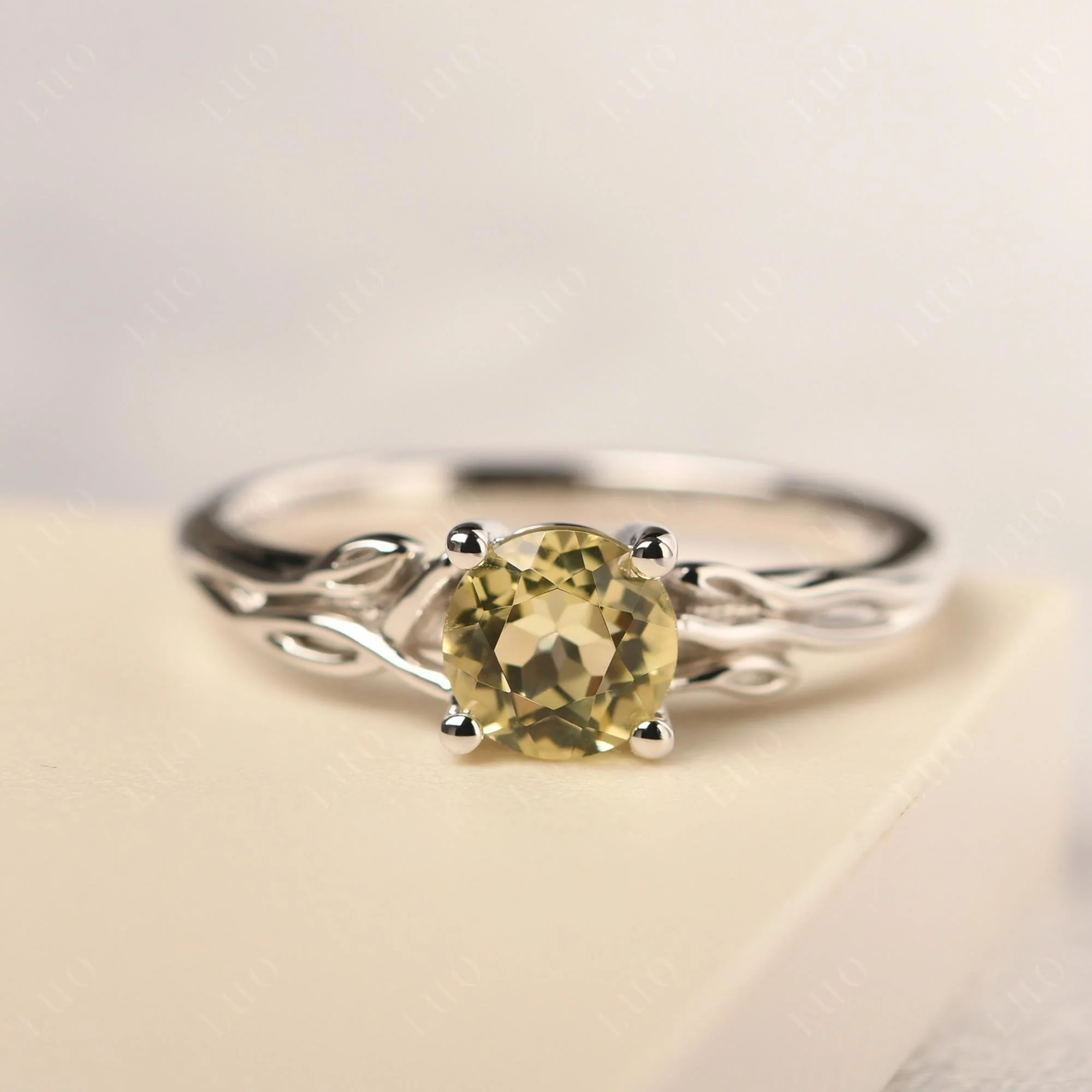 Petite Lemon Quartz Leaf Ring - Image 10
