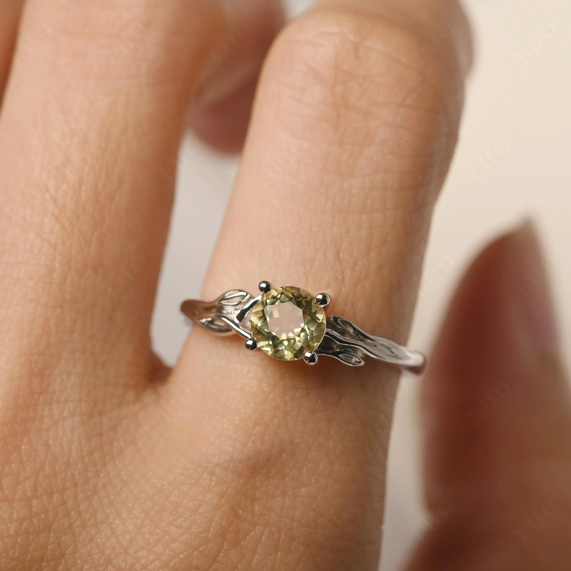 Petite Lemon Quartz Leaf Ring - Image 14