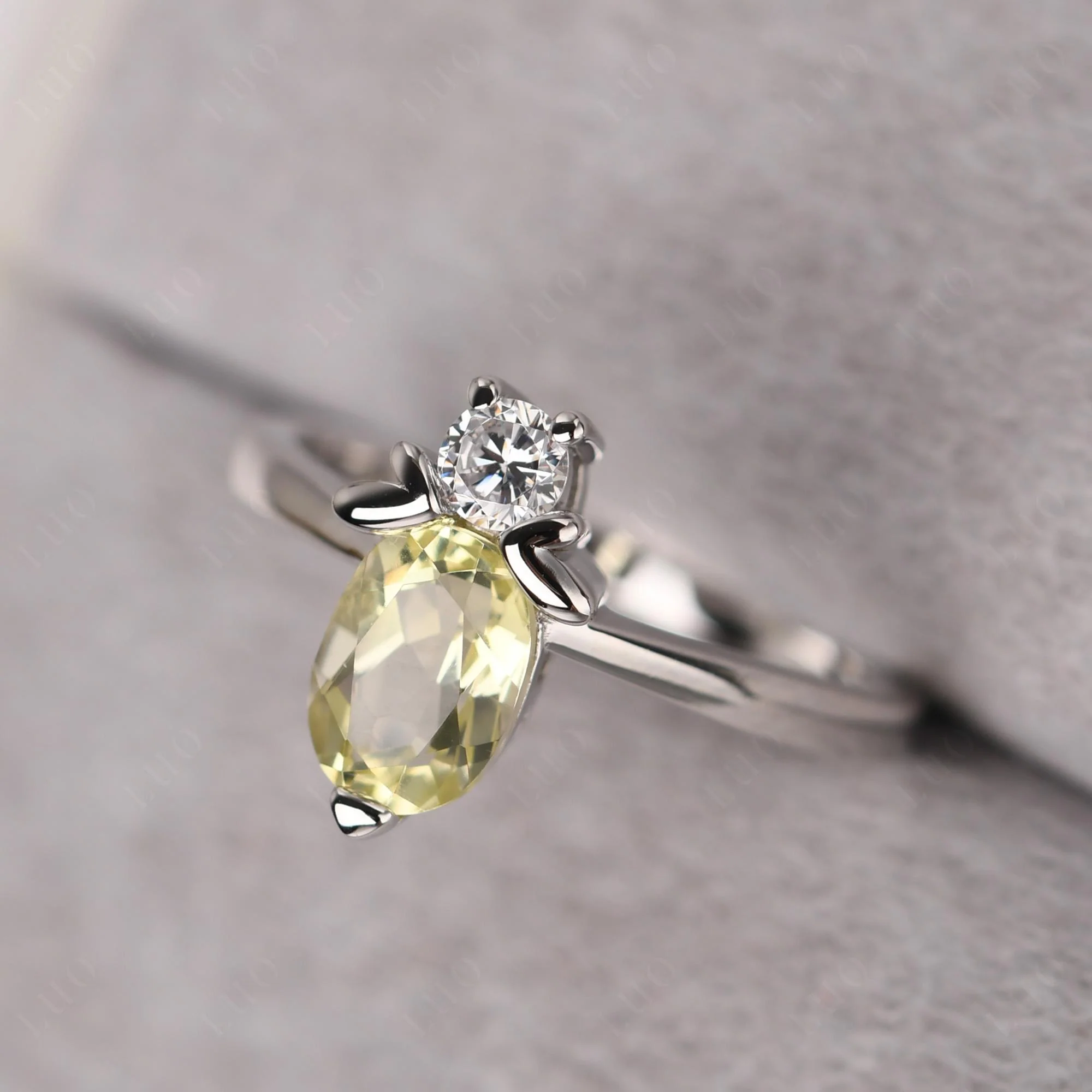 Lemon Quartz Nature Inspired Bee Ring - Image 11