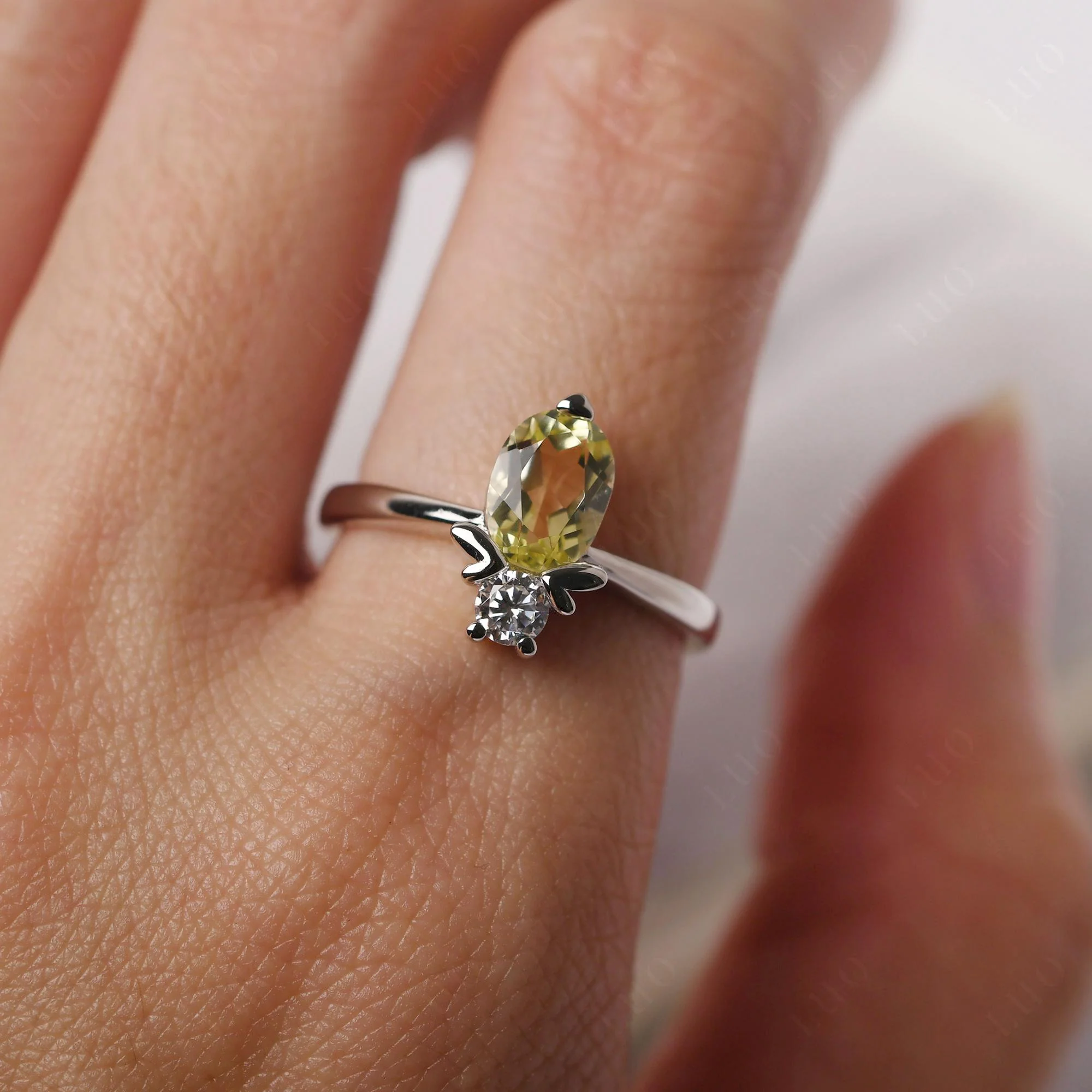 Lemon Quartz Nature Inspired Bee Ring - Image 14