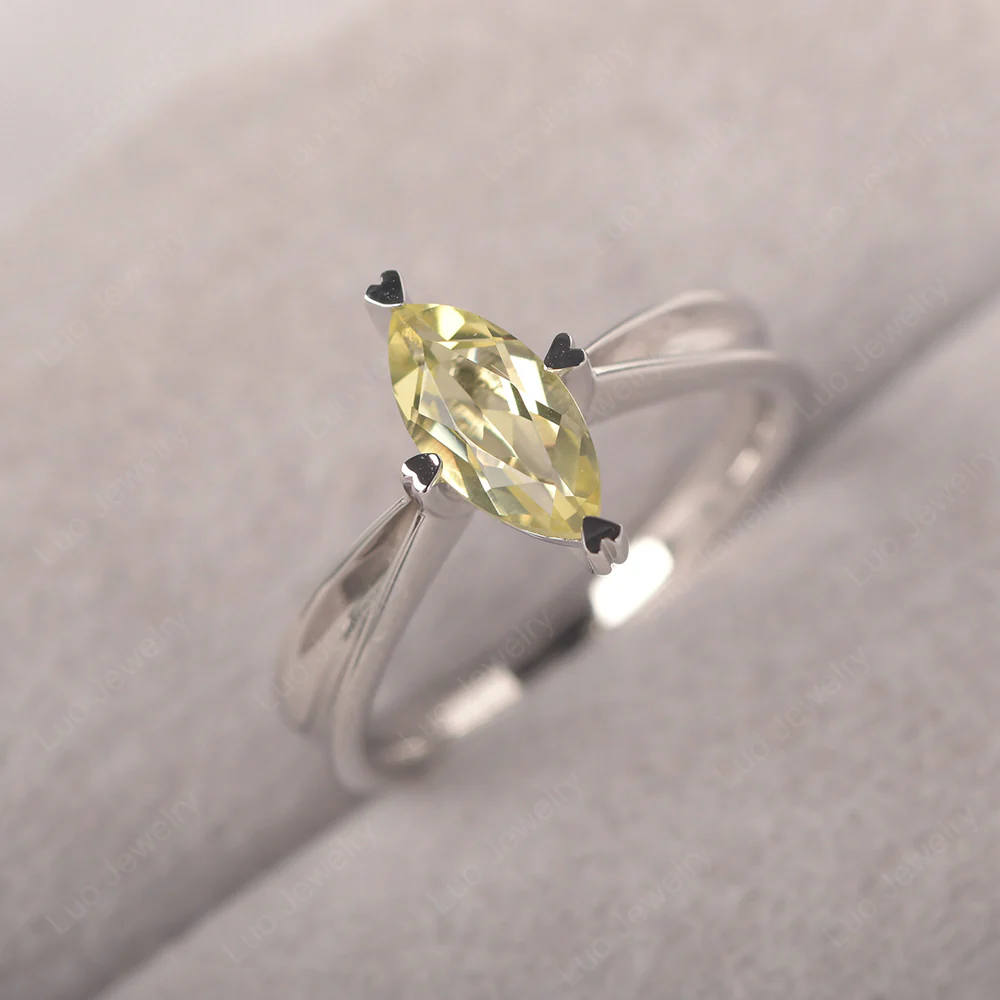 Marquise Lemon Quartz Concave Ring - Image 2