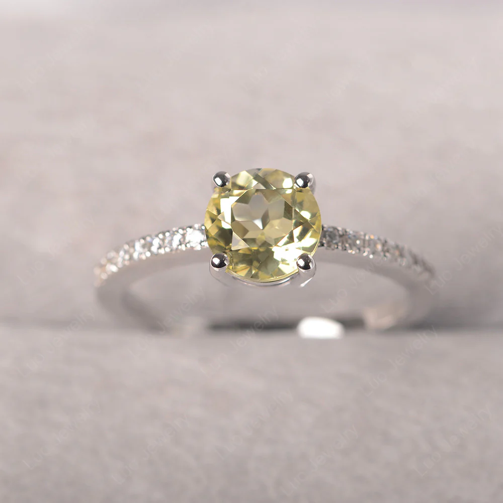 Simple Round Lemon Quartz Ring