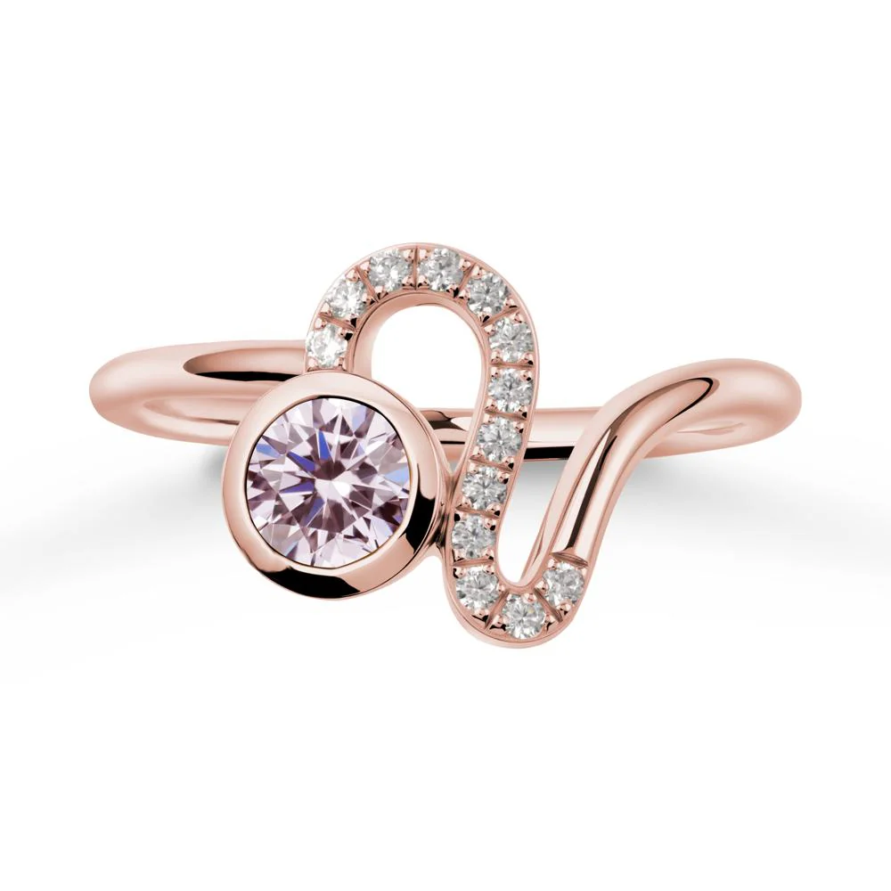 Leo Zodiac Pink Cubic Zirconia Ring-Generous & Passionate - Image 4