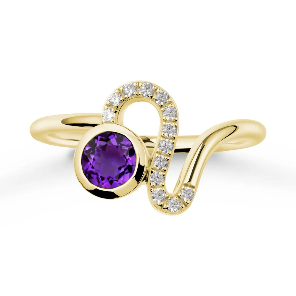 Leo Zodiac Round Amethyst Ring - Image 7