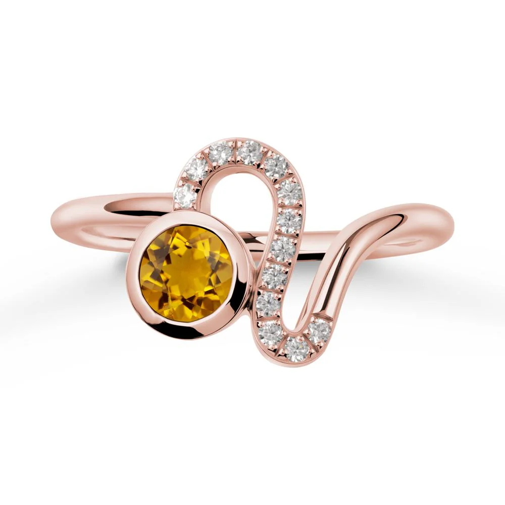 Leo Zodiac Round Citrine Ring - Image 4