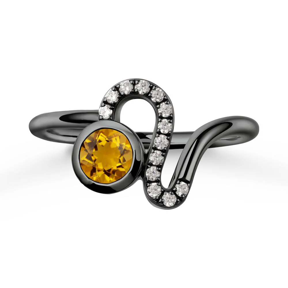 Leo Zodiac Round Citrine Ring - Image 7