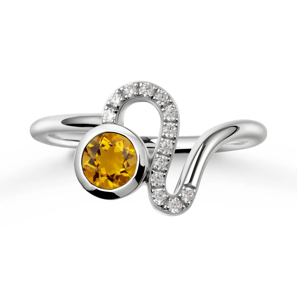Leo Zodiac Round Citrine Ring - Image 9