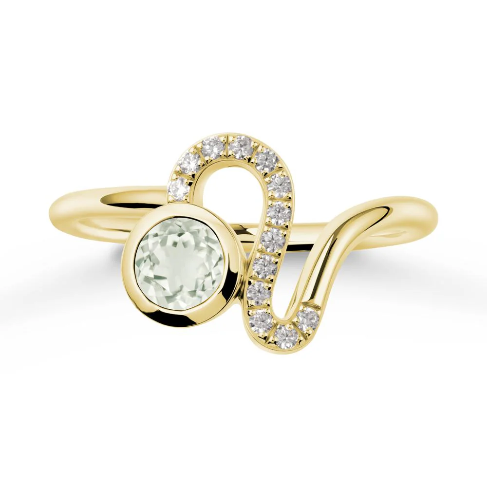 Leo Zodiac Round Green Amethyst Ring - Image 7