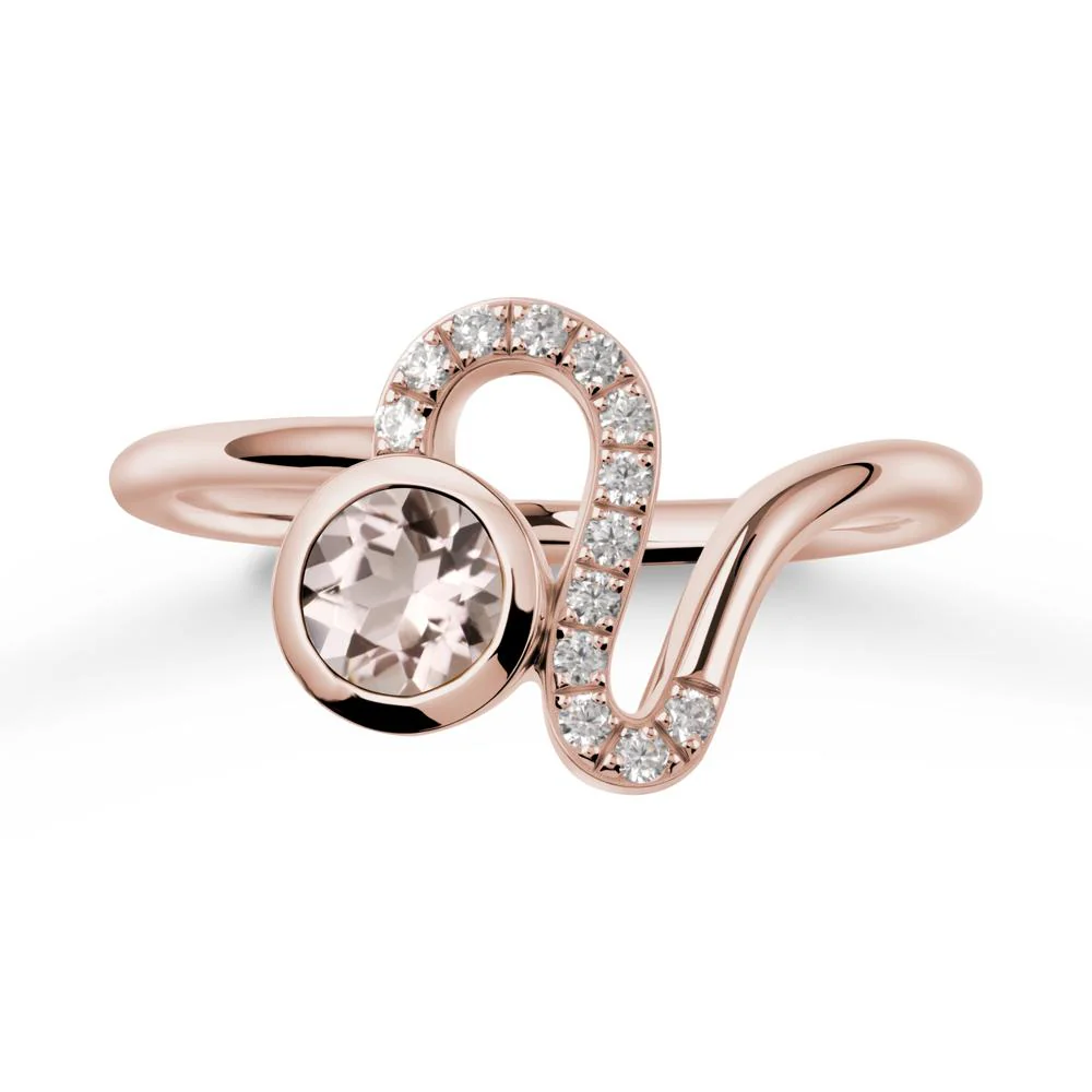 Leo Zodiac Round Morganite Ring - Image 2