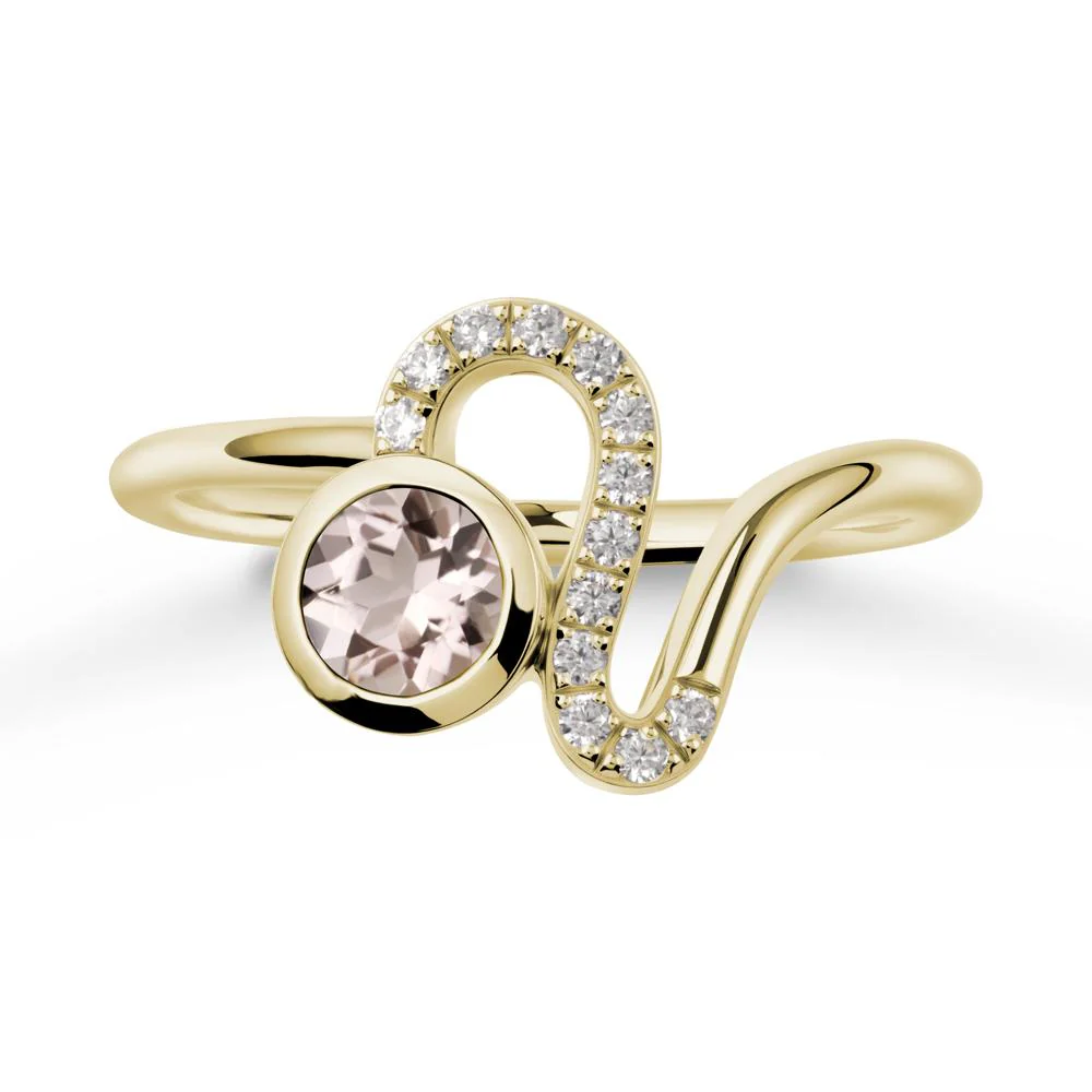 Leo Zodiac Round Morganite Ring - Image 3