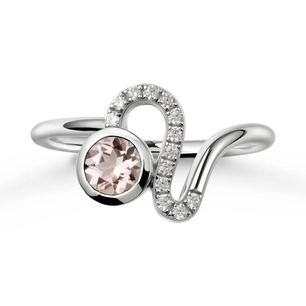 Leo Zodiac Round Morganite Ring - Image 5